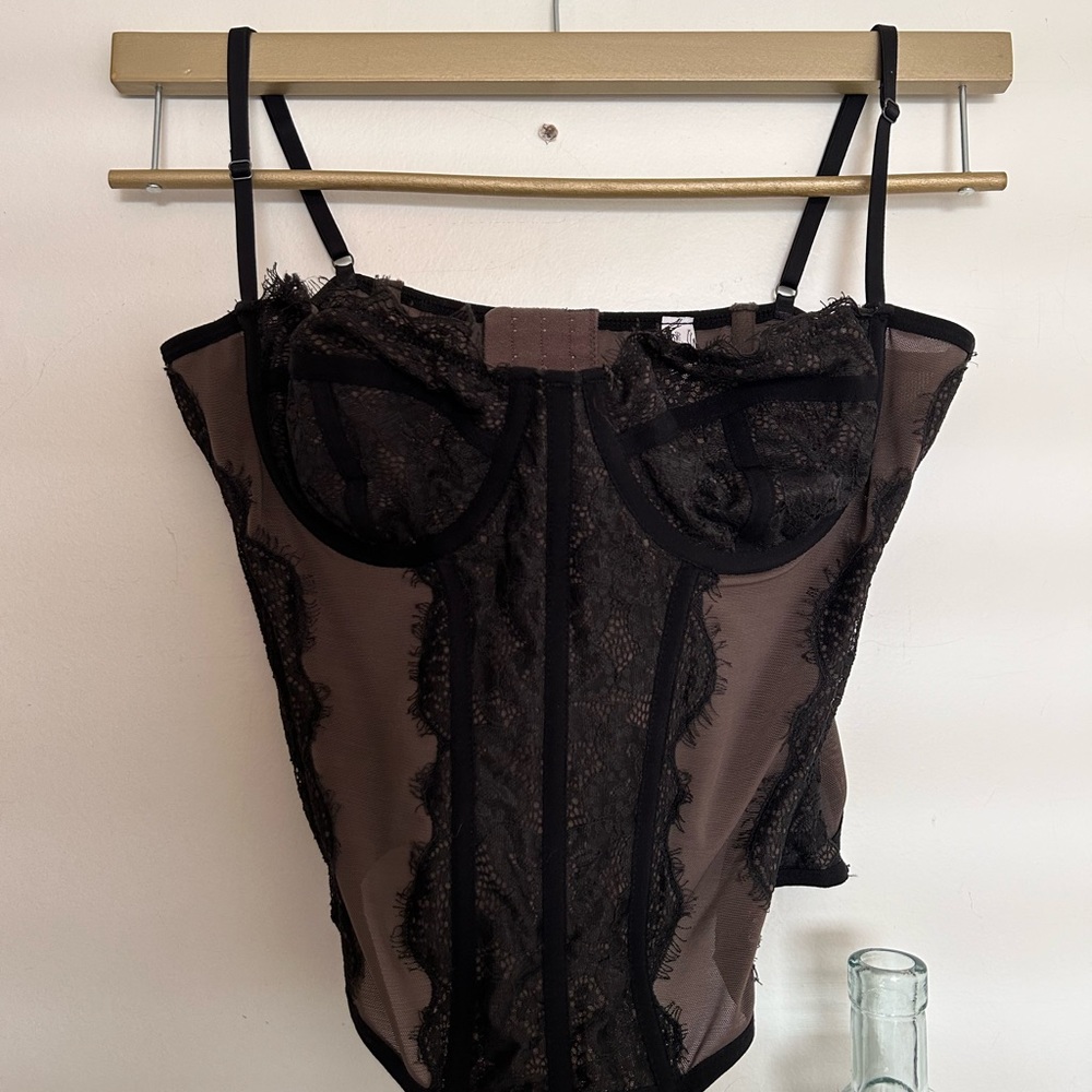 Mocha Brown/Black Urban Outfitters Out From Under Corset Top - Size XL